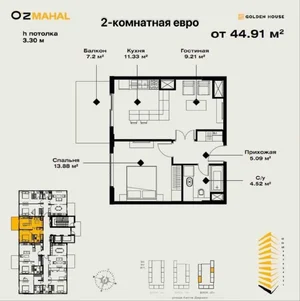 Фото 4 2-комн. квартира в Мирзо-Улугбекском районе